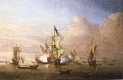 Monamy, Peter The Royal yacht Peregrine arriving in the Thames estuary with King George i aboard in September 1714 oil painting on canvas